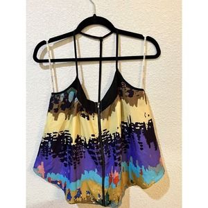 Olive Olivia Top Women’s Large Loose Flow Summer Top Casual Oil spill Watercolor